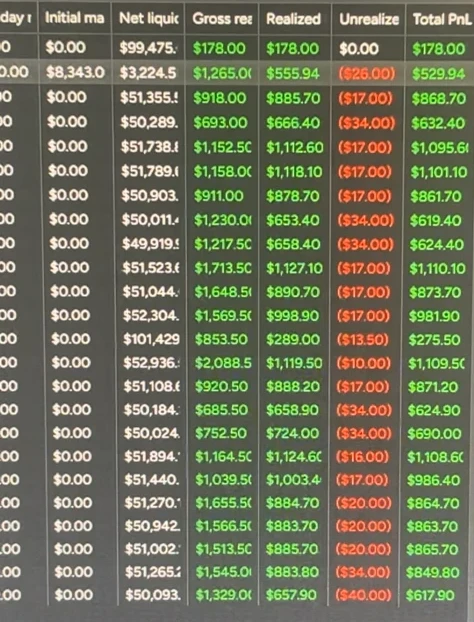 Accounts grid showing each account's realized and total P&L for the day
